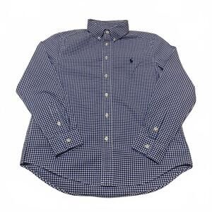 Polo Ralph Lauren Boy's L 14-16 Blue Gingham Check Button Down Shirt Long Sleeve